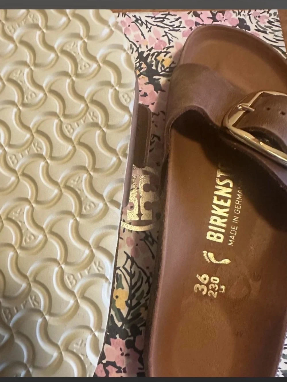 Birkenstock Women's Madrid Big Buckle Sandal - Brown with Gold Buckle